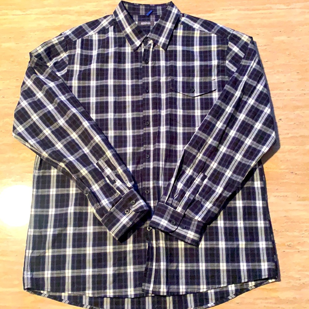 Kenneth Cole Reaction Dress Shirt- XL Blue - Plaid